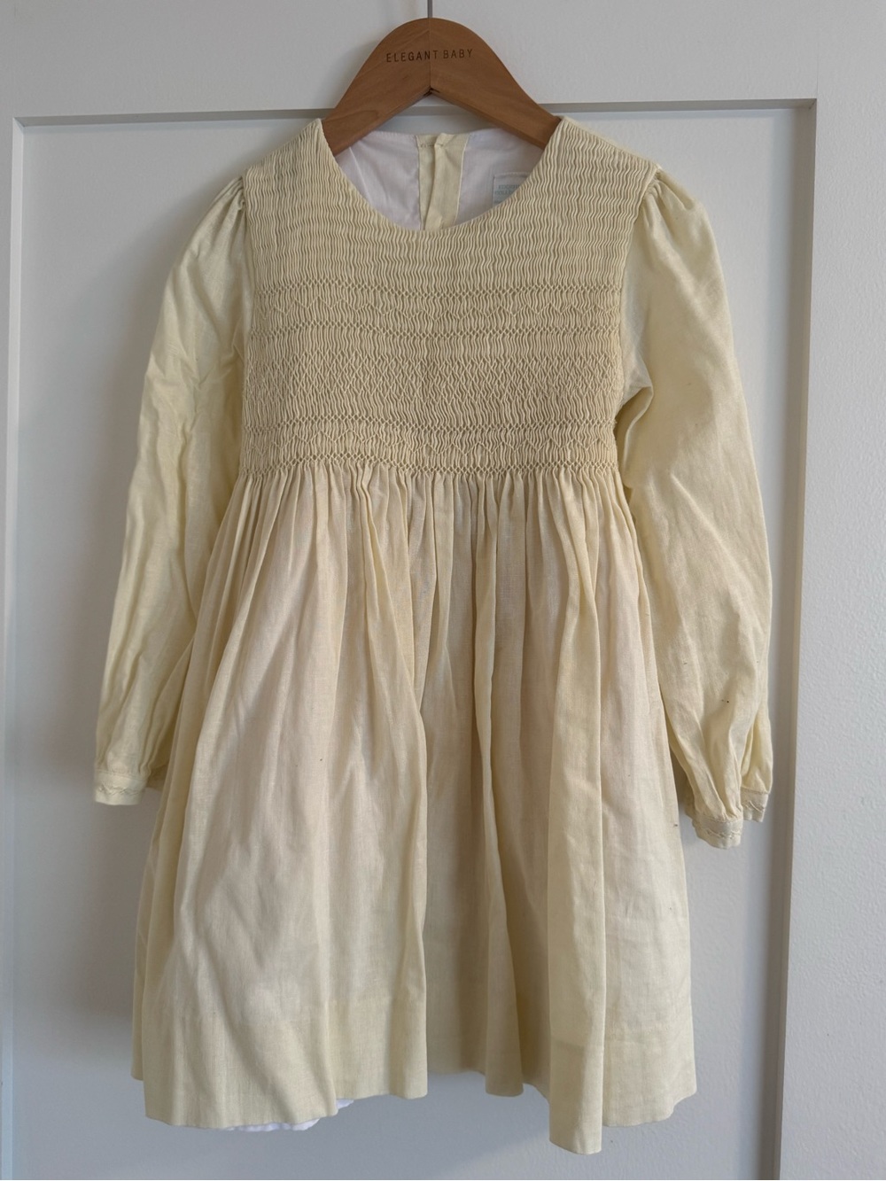 Edgehill Collection Cream Smocked Long-Sleeve Party Dress